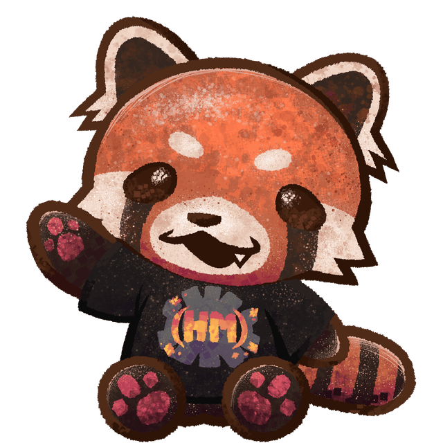 Hakka the red panda mascot waving happily